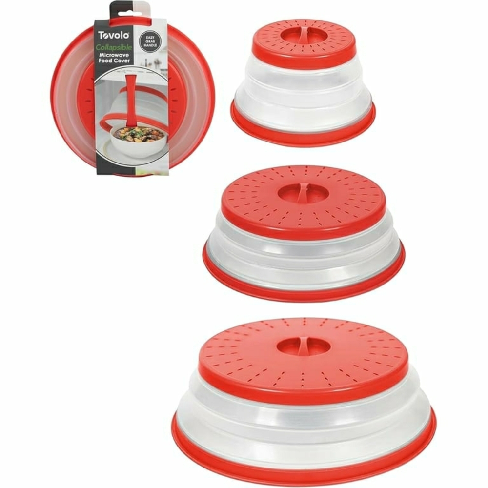 Tovolo Set of 3 Collapsible Microwave Food Covers - Red